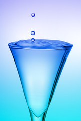 Drop of water falling into glass