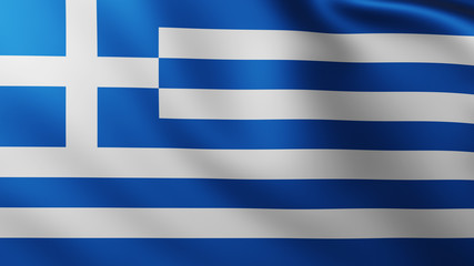 Large Flag of Greece fullscreen background in the wind