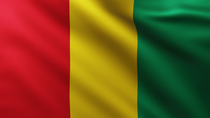 Large Flag of Guinea fullscreen background in the wind