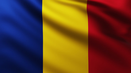 Large Flag of Chad fullscreen background in the wind
