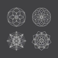 Set of geometric mandala esoteric sacred geometry shapes. Can be used for logos, decoration, etc. - 328839035