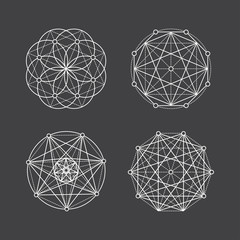 Set of geometric mandala esoteric sacred geometry shapes. Can be used for logos, decoration, etc. - obrazy, fototapety, plakaty
