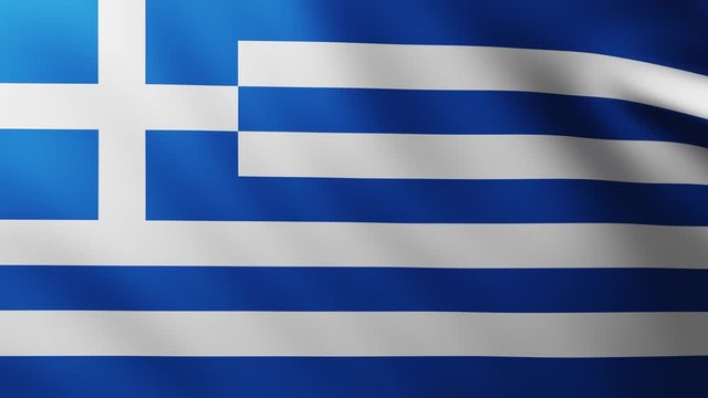 Large Flag of Greece fullscreen background fluttering in the wind