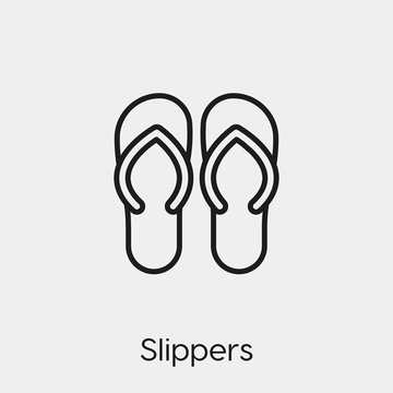 slippers icon vector. Linear style sign for mobile concept and web design. flip flops symbol illustration. Pixel vector graphics - Vector.