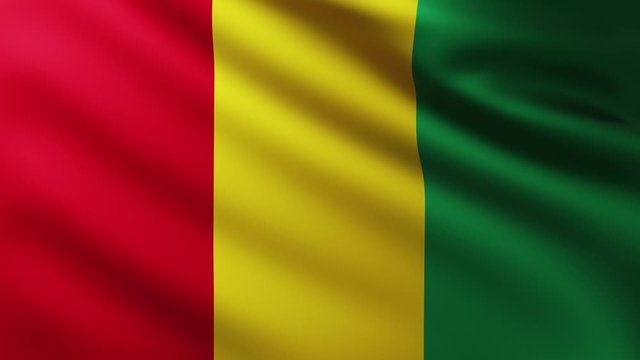 Large Flag of Guinea fullscreen background fluttering in the wind