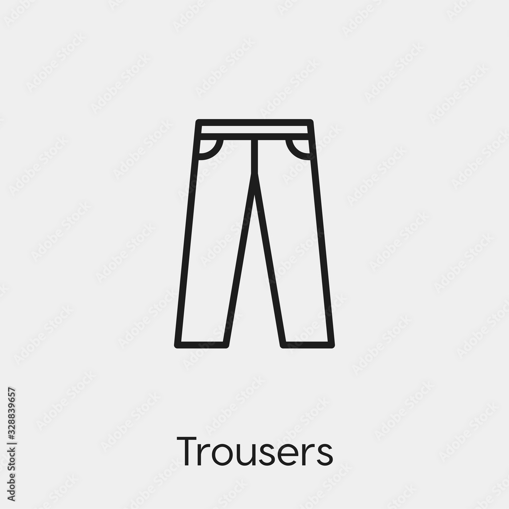 Poster Trousers icon vector. Linear style sign for mobile concept and web design. Pants symbol illustration. Pixel vector graphics - Vector.