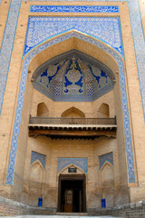 Facade (portal) of Muhammad Amin Khan Madrasah (1851–1854), Itchan Kala (old or inner town). Khiva town, Uzbekistan..