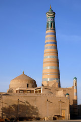 Islam Khoja Minaret, Itchan Kala (old or inner town). Khiva town, Uzbekistan.