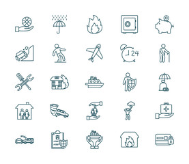 Insurance line style icon set vector design