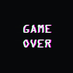 game over glitched word pixel design