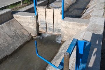 Sluice. Detail of irrigation system of the city. Bukhara, Uzbekistan, Central Asia.