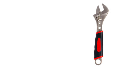 Adjustable wrench, work tool. Isolated on white.