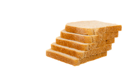 Whole wheat bread, healthy food. Isolated on white.