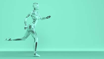 Woman robot. Metal droid. Artificial Intelligence.