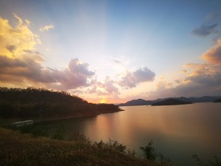 sunset over lake