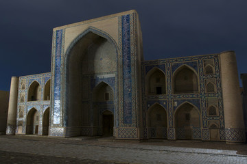 Fototapeta na wymiar Ulugbek Madrasah at night. Bukhara, Uzbekistan, Central Asia.