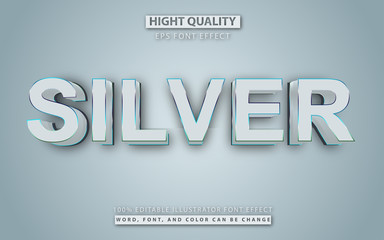 3D silver Elegant style text effect. Editable font can use element cover, banner, poster, website, game, movie, comic