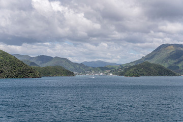 Fototapeta na wymiar Picton bay landscape, Queen Charlotte Sound, New Zealand