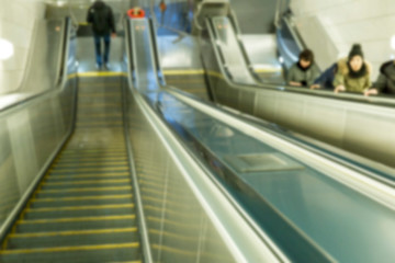 Fototapeta premium Escalator in the modern Moscow metro.