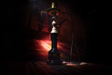 Obraz na płótnie Canvas Hookah hot coals on shisha bowl with black background. Stylish oriental shisha. Shisha Concept