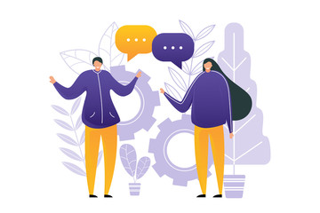 People talking illustration. business communication vector. chat bubble icon. flat design graphics