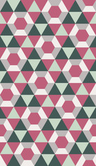 Retro geometric seamless vector pattern, faces, crystals. Stock illustration for web, print, wrapping and scrapbooking paper, background and wallpaper.