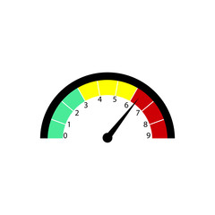 Speedometer icon in a trendy flat design