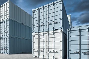 Container and weight,logistics and transmission,3d rendering.