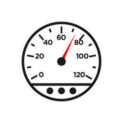 Speedometer icon in a trendy flat design