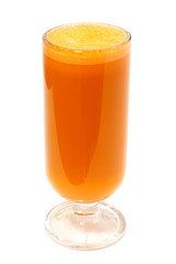 Fresh carrot juice isolated on a white background.Healthy, vegetarian food. Natural vitamins. 