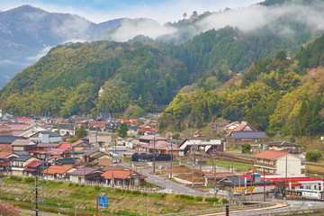 Fototapeta na wymiar 島根県(山陰の小京都) 津和野駅周辺を俯瞰