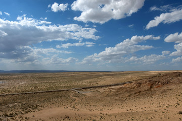 Fototapeta na wymiar Desert landscape. View from Ayaz-Kala fortress. Nukus, Karakalpakstan, Uzbekistan, Central Asia.