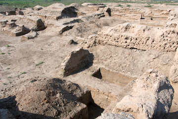Ruins of Ancient Settlement of Paykend. Outskirts of Bukhara, Uzbekistan, Central Asia.