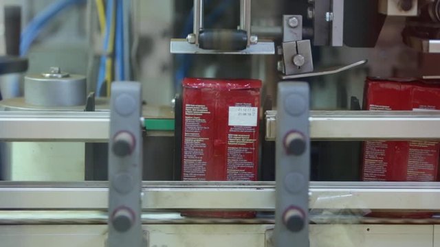 food and coffee factory. packaging line. looped video