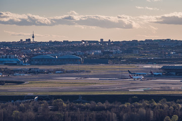 Cityscape of Madrid Skyline and Airport (Madrid, Spain)