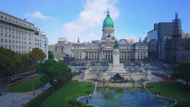 Flight towards the Congress building in the city of Buenos Aires in Argentina