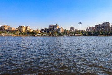 View of the Cairo city and Nile river in Egypt