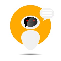 Chat bot icon in speech bubble shape background. Virtual assistant for website.