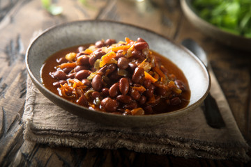 Homemade bean stew with vegetables