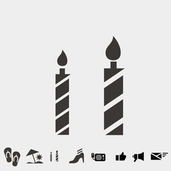 birthday candles vector icon with flame for birthdays