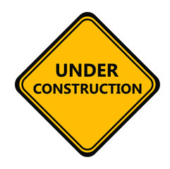 warning sign under condtruction background.