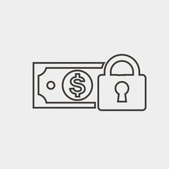 money security vector icon secure money with lock pad