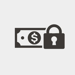 money security vector icon secure money with lock pad