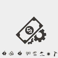 money management vector icon money notes with gear settings