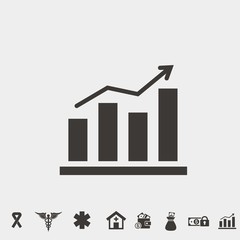 rising graph data presentation vector icon for profit increase finance icon