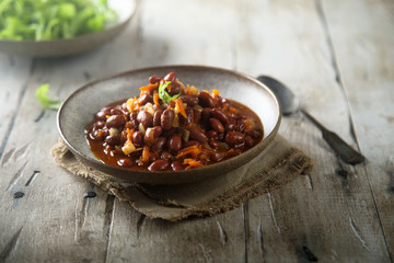 Homemade bean stew with vegetables