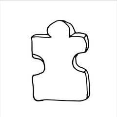 Single jigsaw puzzle isolated on white background. Somple hand drawn vector illustration