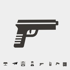 pistol gun vector icon fire arm for security protection 
