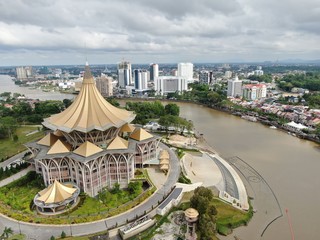 Kuching, Sarawak / Malaysia - March 8, 2020: The Landmark Buildings and Tourist Attraction Areas of...