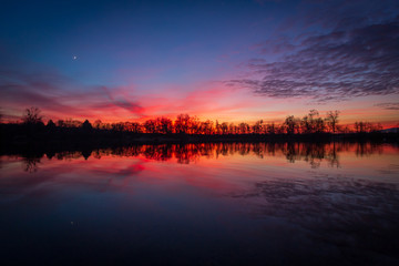 Sunset over the lake